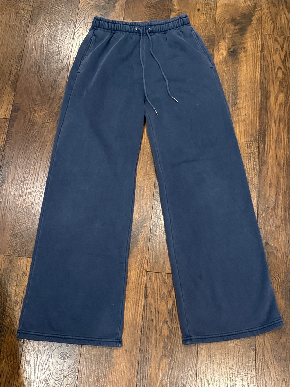 Wide-Leg Drawstring Pants — Navy